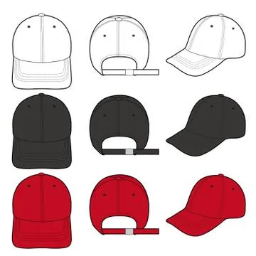 Baseball Cap Fashion flat vector mockup design27 Stock Illustration