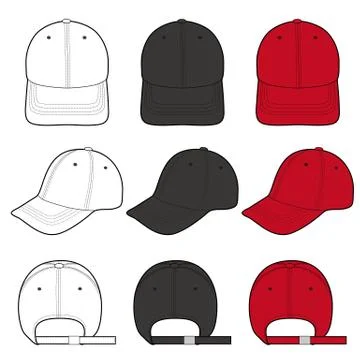 Baseball Cap Fashion flat vector mockup design  Stock Illustration