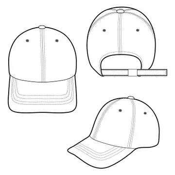 Baseball Cap Fashion flat vector mockup design  스톡 일러스트