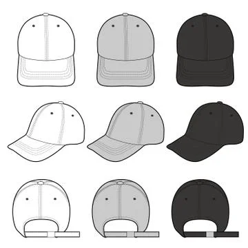 Baseball Cap Fashion flat vector mockup design  Stock Illustration