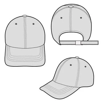 Baseball Cap Fashion flat vector mockup design  스톡 일러스트
