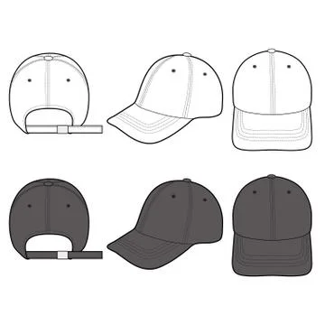 Baseball Cap Fashion flat vector mockup design  Stock Illustration