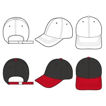 Baseball Cap Fashion flat vector mockup design  Illustrazione stock