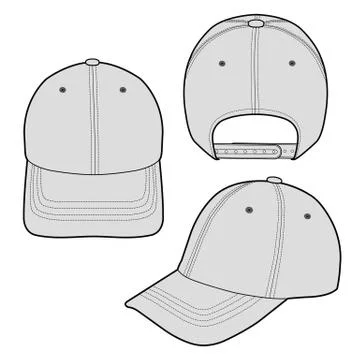 Baseball Cap Fashion flat vector mockup design  스톡 일러스트