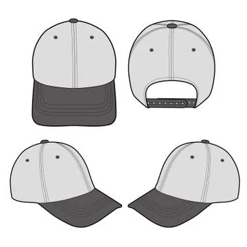 Baseball Cap Fashion flat vector mockup design  Illustrazione stock