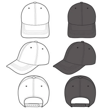 Baseball Cap Fashion flat vector mockup design 스톡 일러스트