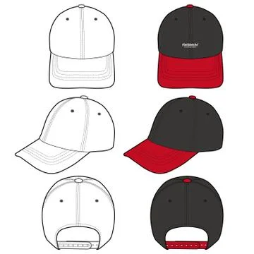 Baseball Cap Fashion flat vector mockup design  Stock Illustration