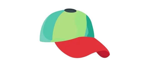 A baseball cap featuring a vibrant color scheme of green, red, and blue. Stock Footage 332480181