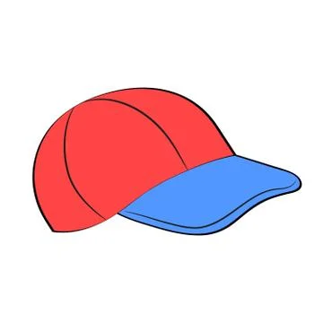 Baseball cap in flat cartoon style on white, stock vector illustration Stock Illustration