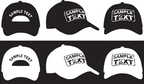 Baseball cap, front, back and side view. Vector Illustrazione stock
