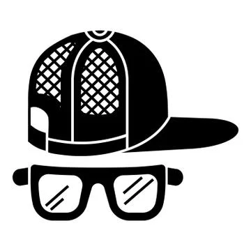 Baseball cap glasses icon, simple style Illustrazione stock