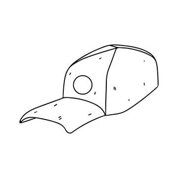 Baseball cap in hand drawn doodle style. Vector illustration isolated on whit Stock Illustration