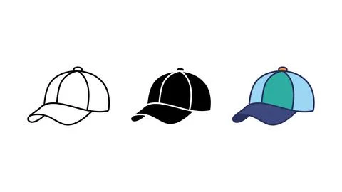 Baseball cap hat icon set Stock Illustration