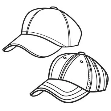 Baseball Cap Hat Outline Vector Icon Stock Illustration