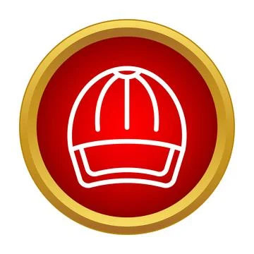 Baseball cap icon outline on red button Stock Illustration