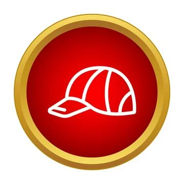 Baseball cap icon on red button design Stock Illustration
