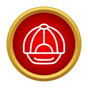 Baseball cap icon on red gold button Stock Illustration