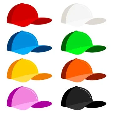 Baseball cap icon set isolated on white background. Stock Illustration