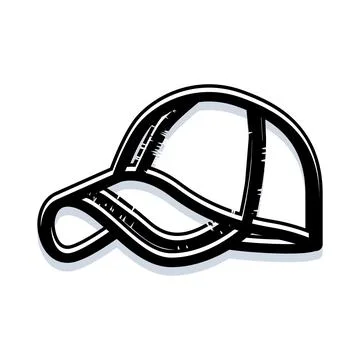 Baseball cap line drawing with brush strokes Stock Illustration