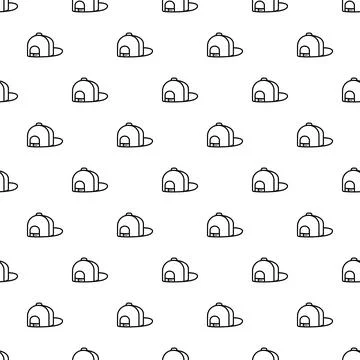 Baseball cap line icon pattern on white background イラスト素材