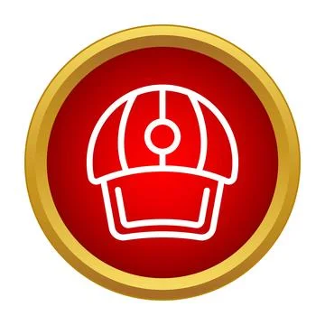Baseball cap line icon on red circle background Stock Illustration