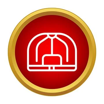 Baseball cap line icon on round red button Stock Illustration
