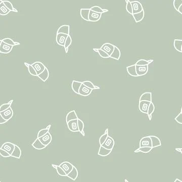 Baseball cap line vector seamless pattern Stockillustratie