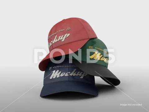 Baseball Cap Mockup - Floating Front View PSD Template