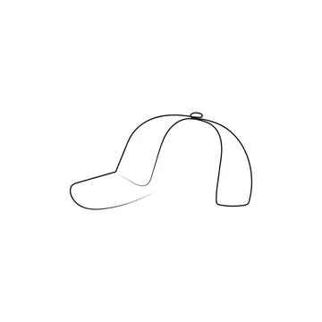 Baseball cap. One line art drawing. Stock Illustration