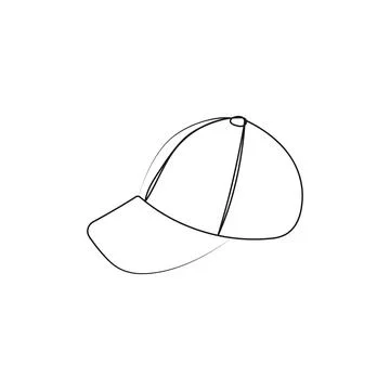 Baseball cap. One single line drawing. 库存插图