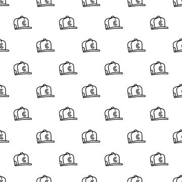 Baseball cap outline creating seamless pattern on white background イラスト素材