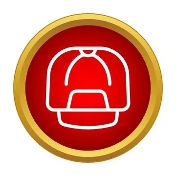 Baseball cap outline icon on red button Stock Illustration