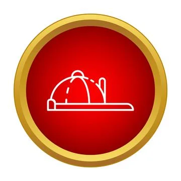 Baseball cap outline icon on red circle Stock Illustration