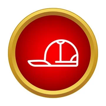 Baseball cap outline icon on red button 스톡 일러스트
