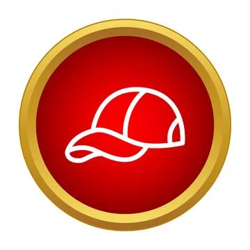 Baseball cap outline in red circle icon Stock Illustration