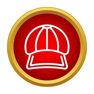 Baseball cap outline in a red circle with a gold border イラスト素材