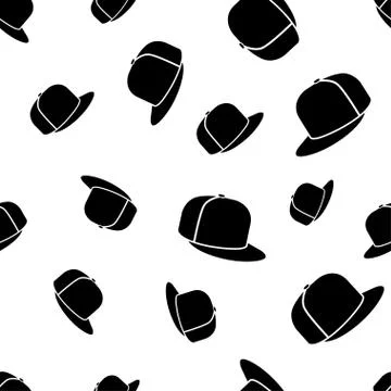 Baseball Cap Seamless Pattern Stock Illustration