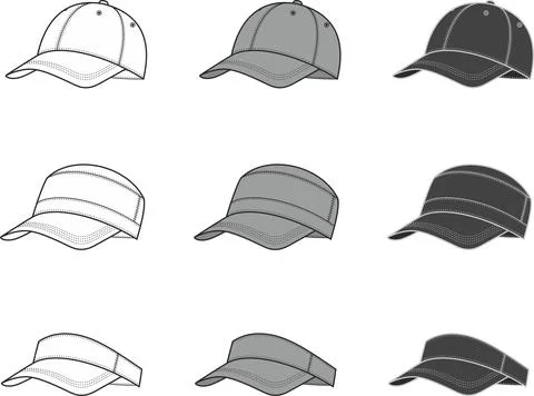 Baseball cap set. Front view. Stock Illustration