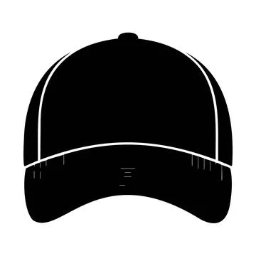 Baseball Cap Silhouette. Minimalist Hat Icon. Sporty Headwear Vector Stock Illustration