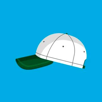 Baseball cap vector flat icon hat isolated clothing. Accessory side view gree Illustrazione stock