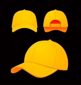 Baseball cap vector illustration on dark background. Mock-up design Stock Illustration