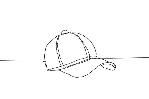 Baseball cap vector illustration on a white background. Continuous line drawing Stock Illustration