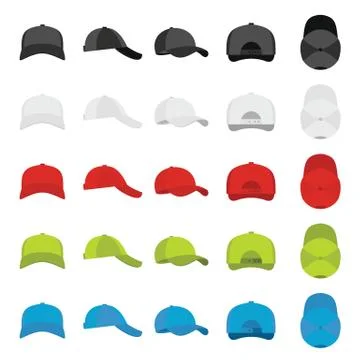 Baseball cap views icons set, simple style Illustrazione stock