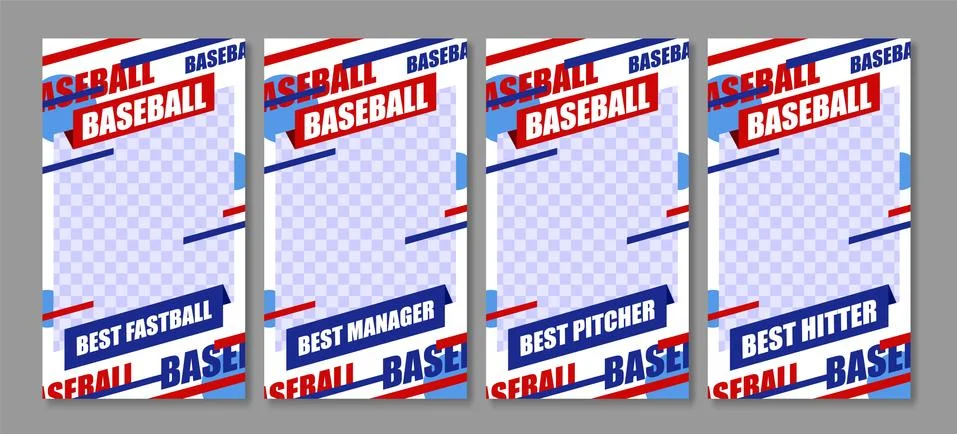 Baseball card with best player object in fram concept, vector illustration. Stock Illustration