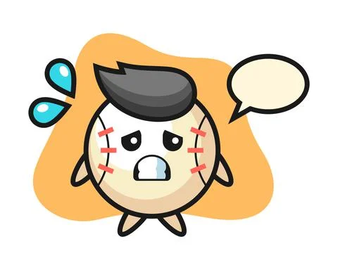 Baseball cartoon with afraid gesture Illustrazione stock