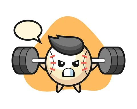 Baseball cartoon with a barbell Stock Illustration