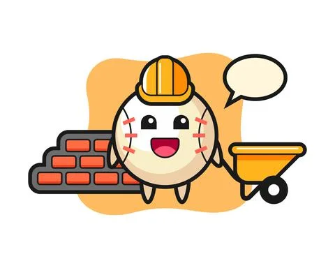 Baseball cartoon as a builder Stock Illustration
