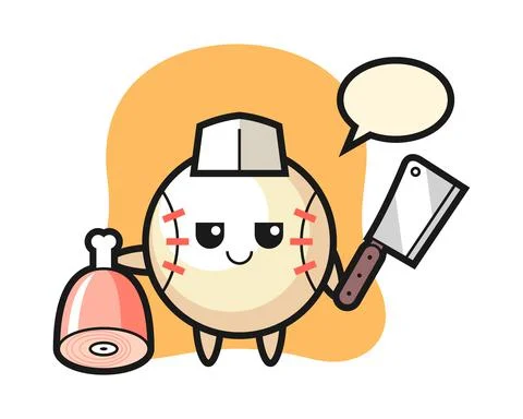 Baseball cartoon as a butcher Stock Illustration