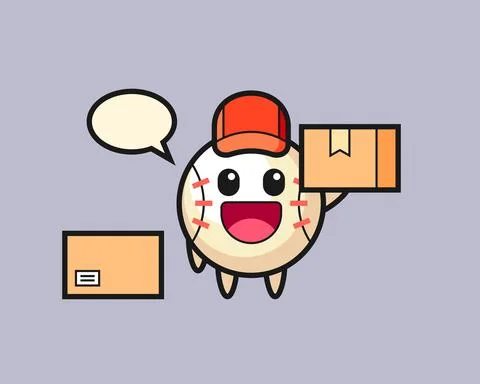 Baseball cartoon as a courier Stock Illustration