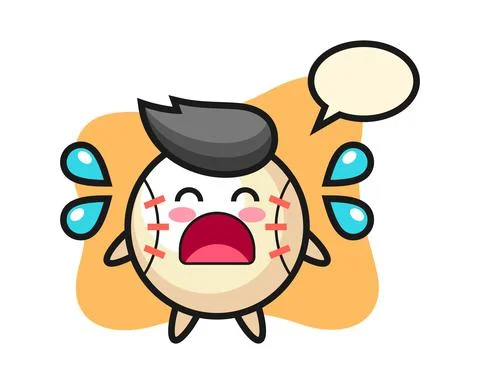 Baseball cartoon with crying gesture Stock Illustration